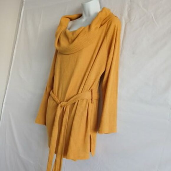 Ashley Stewart sweater yellow cowl neck ribbed sz 18 office wear travel casual - Picture 3 of 6